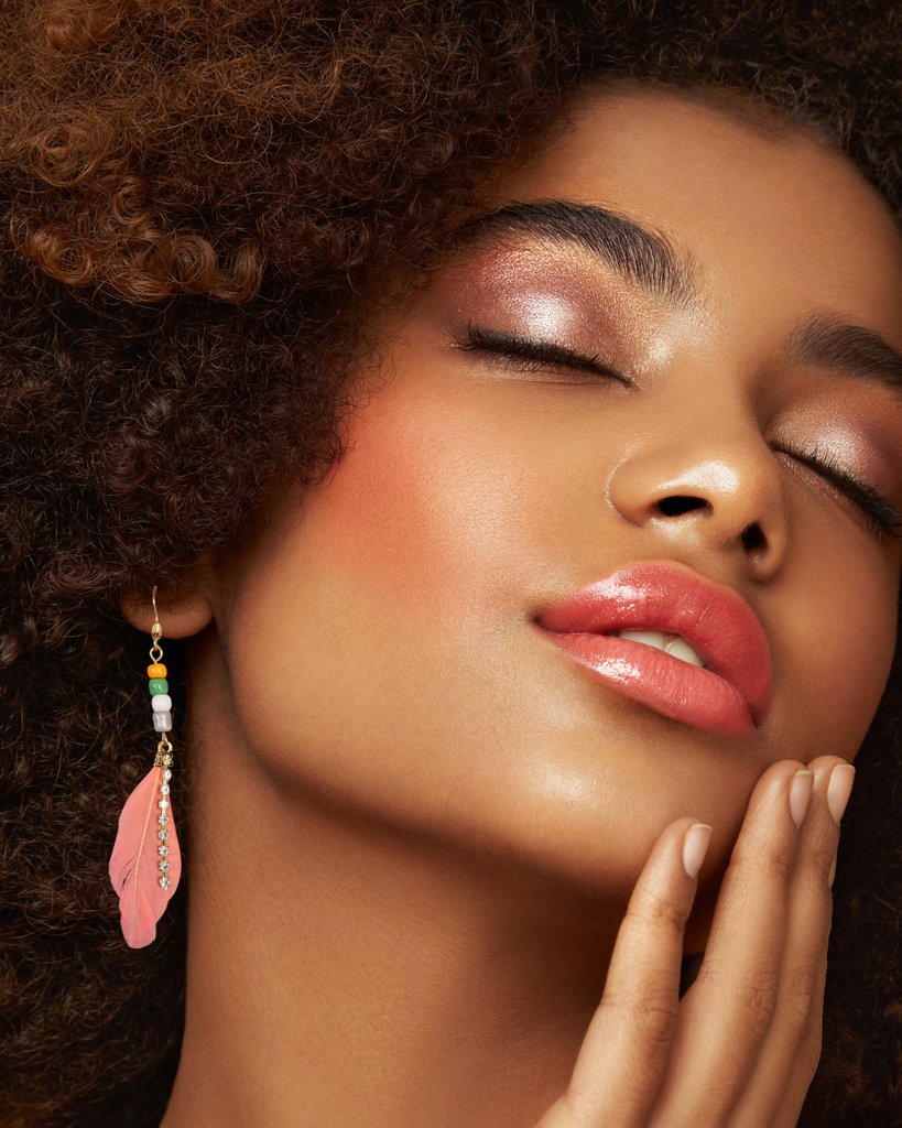 Pink feather earrings