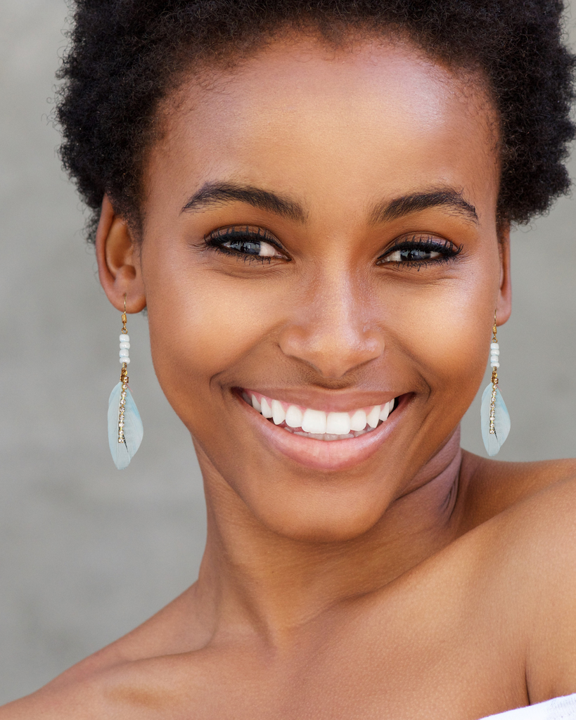 Blue feather earrings