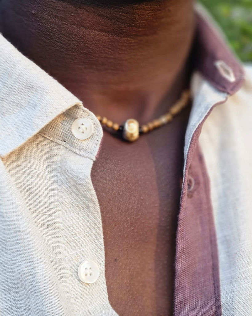 Hand painted wooden necklace