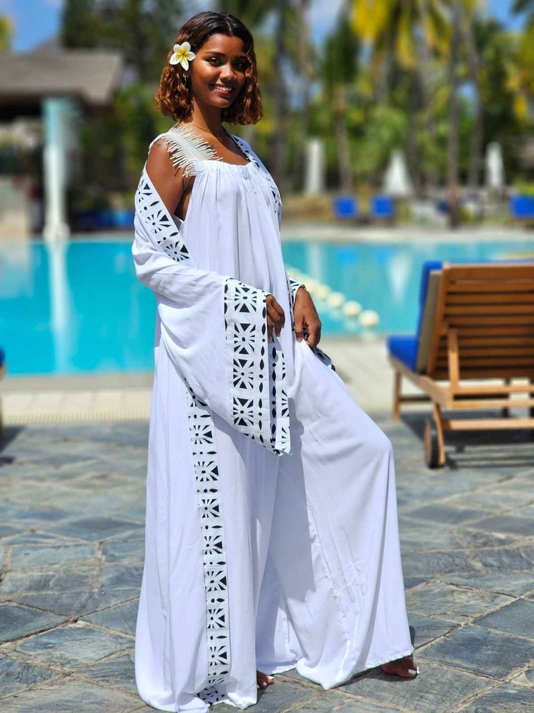 Moonlit veil kaftan white