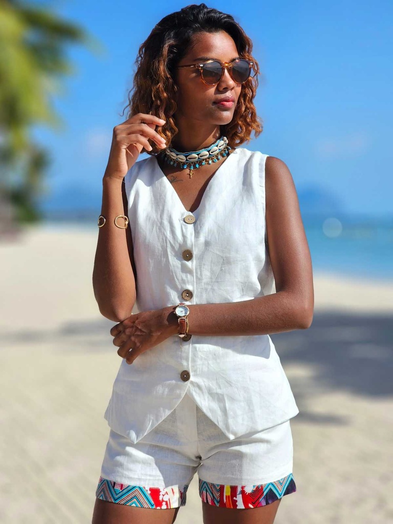 Linen vest blanche