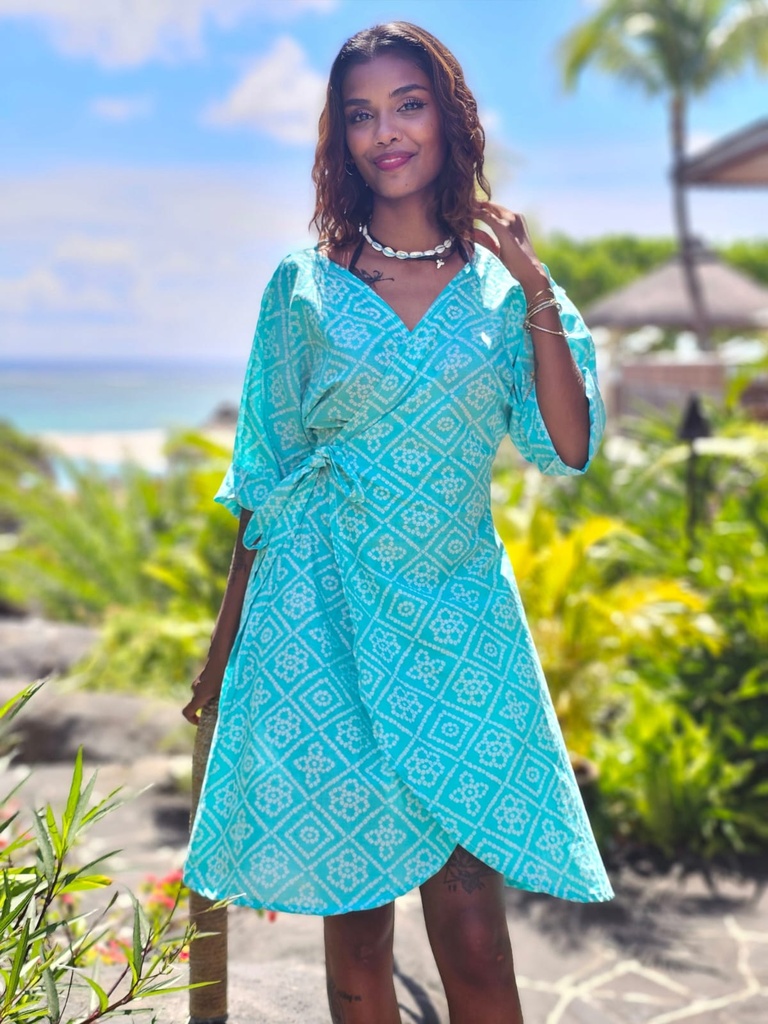 Eterna wrap dress in turquoise