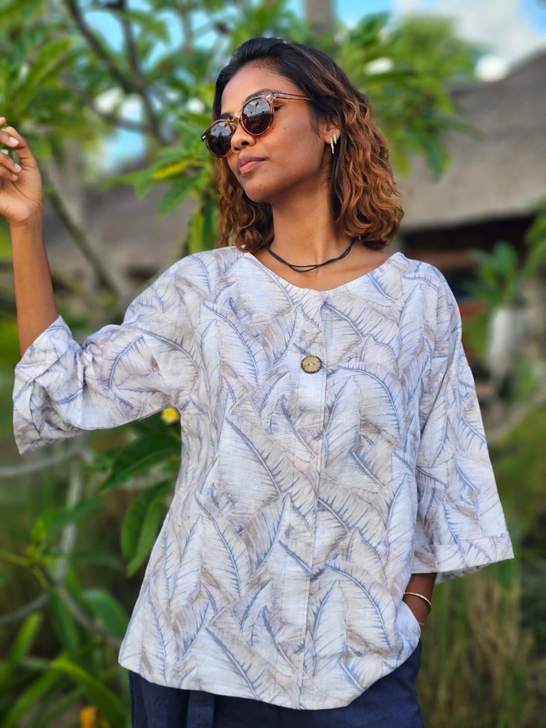 Heritage linen top in Fittonia