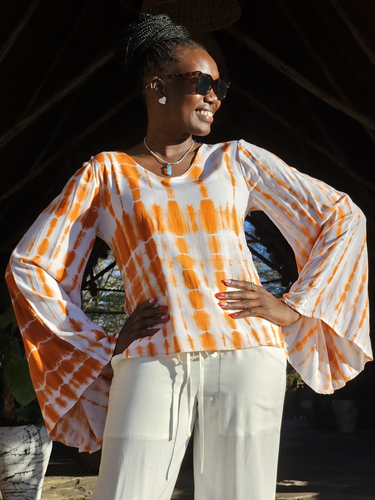 Sunset Tie-Dye Flared Sleeve Top