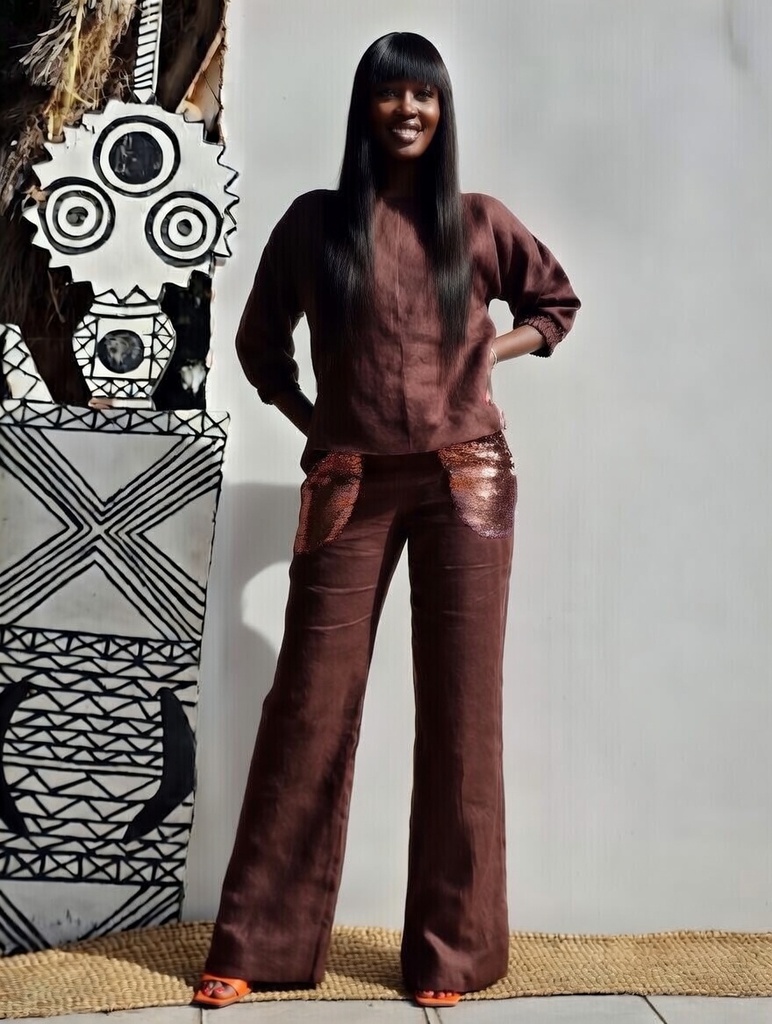 Linea chocolate linen set