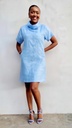 Linen turtleneck dress light blue