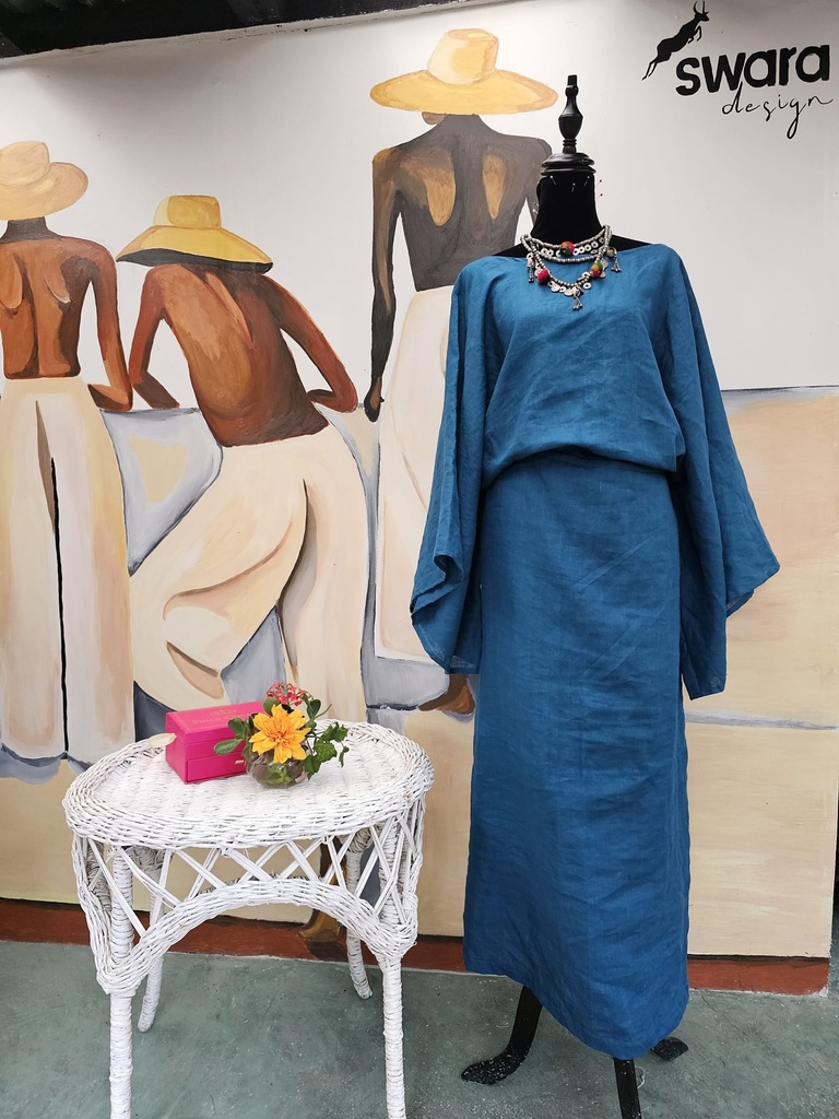 Denim blue kimono dress