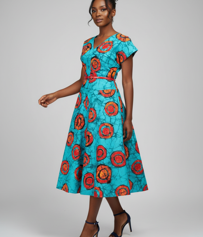 Dea dress turquoise orange