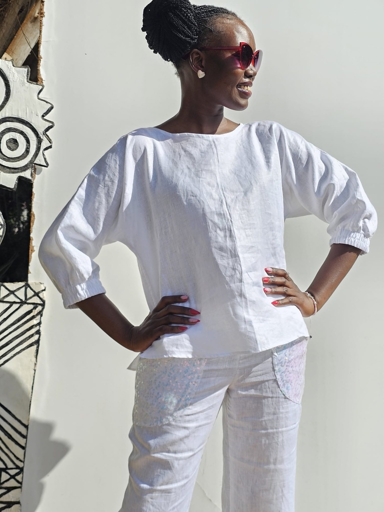 Linea white linen set plain