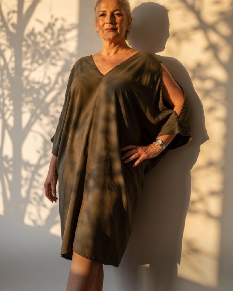 Amani dress olive green soft cotton