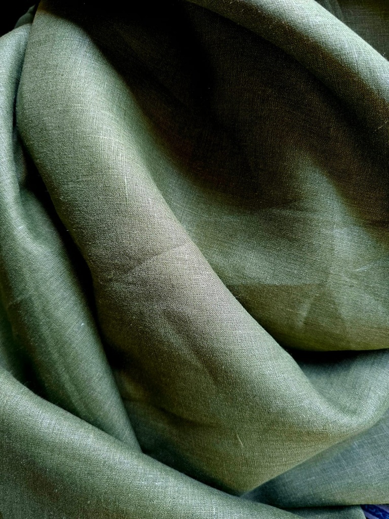 Jungle green linen fabric