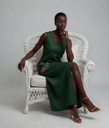 Botanica dress in linen jungle green