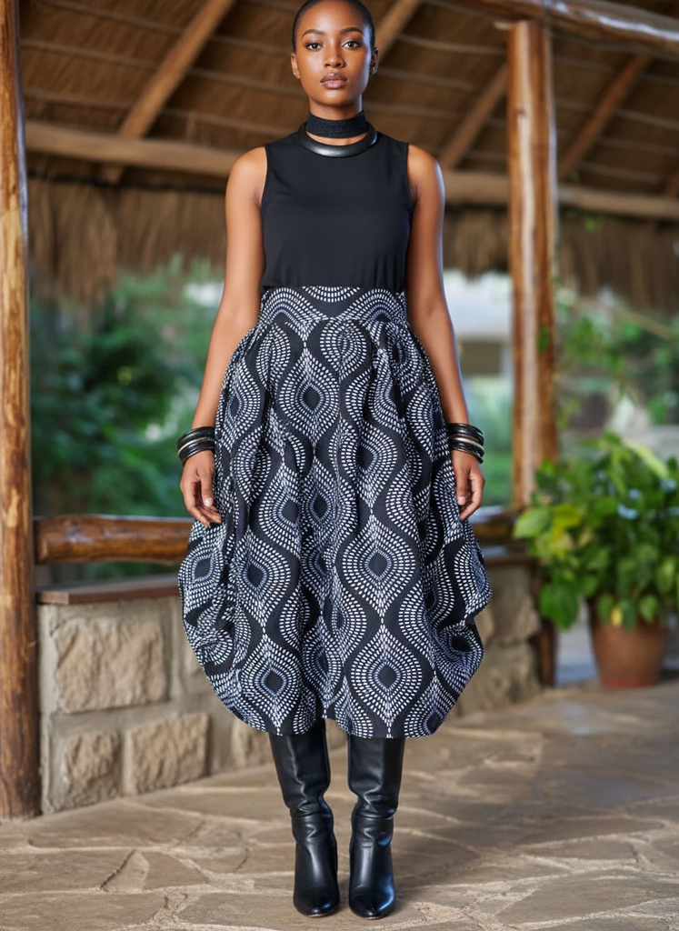 Baloon skirt black and white