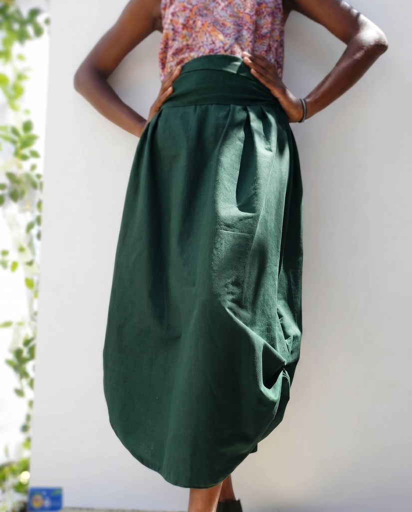 Baloon skirt jungle green linen