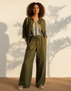 Demi-palazzo in linen, jungle green