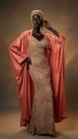 Kaftan silk-viscose blend with sparkles, crimson