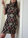 Rhomboid fitted turtleneck dress