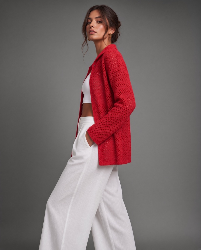 Boho cardigan ruby red
