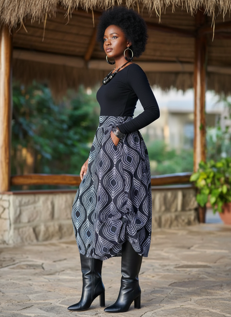 Baloon skirt black and white