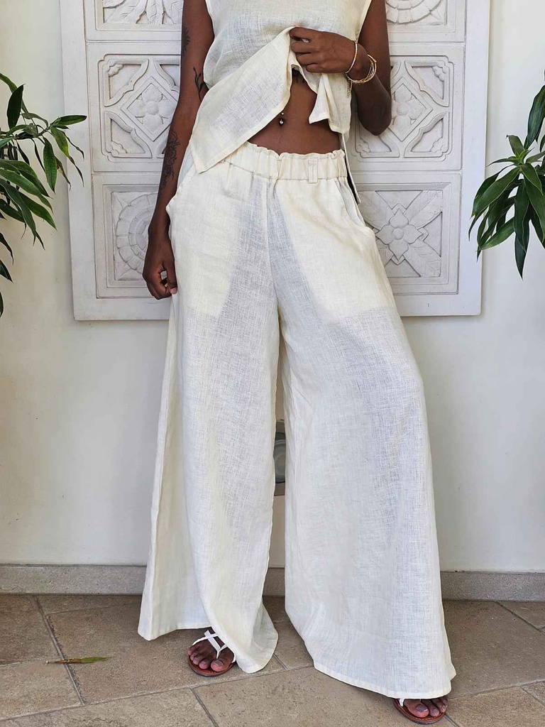Palazzo in linen butter cream