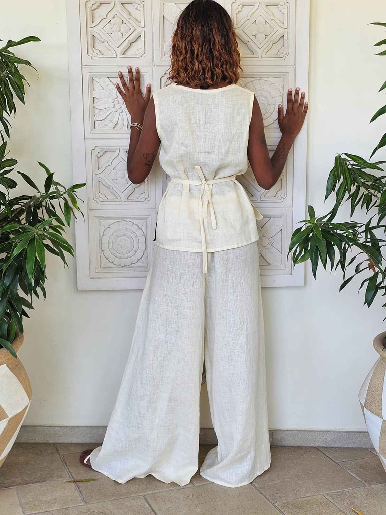Palazzo in linen butter cream
