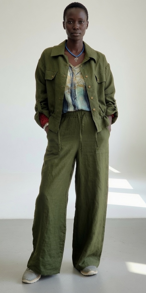 Tsavo linen jacket - jungle green