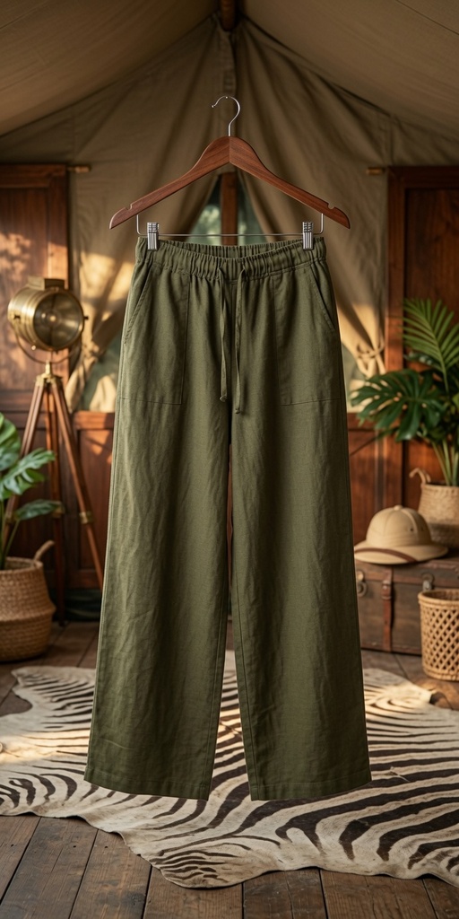 Demi-palazzo in linen, jungle green