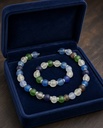 Raw glass and Swarovski necklace and bracelet set