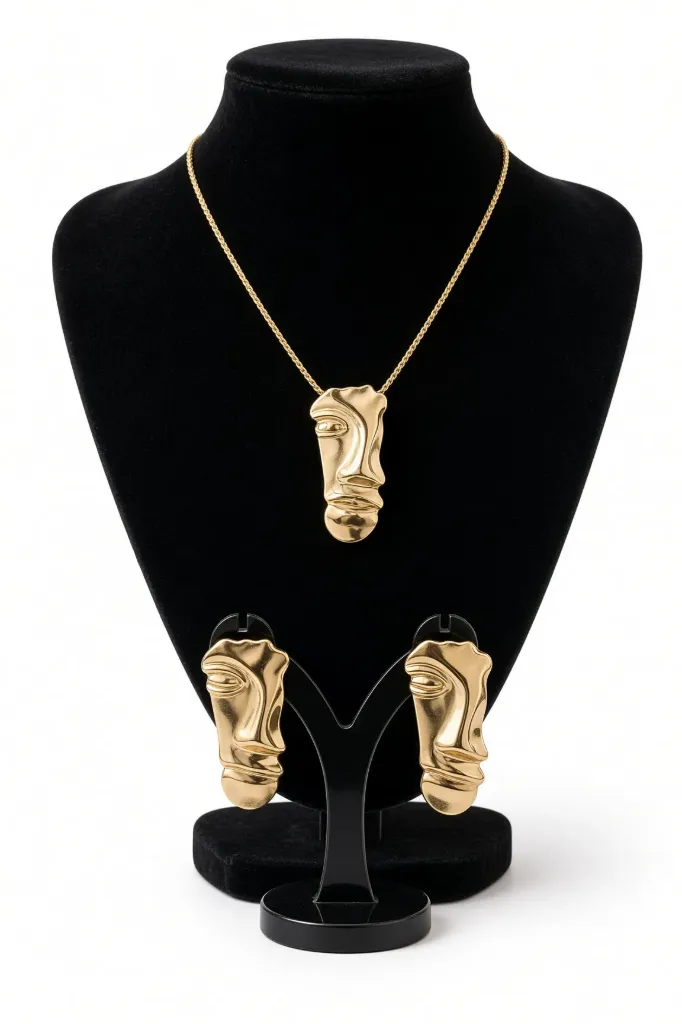 Visage necklace and earrings set