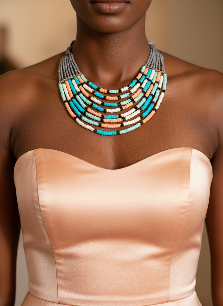 Orange turquoise Egyptian necklace