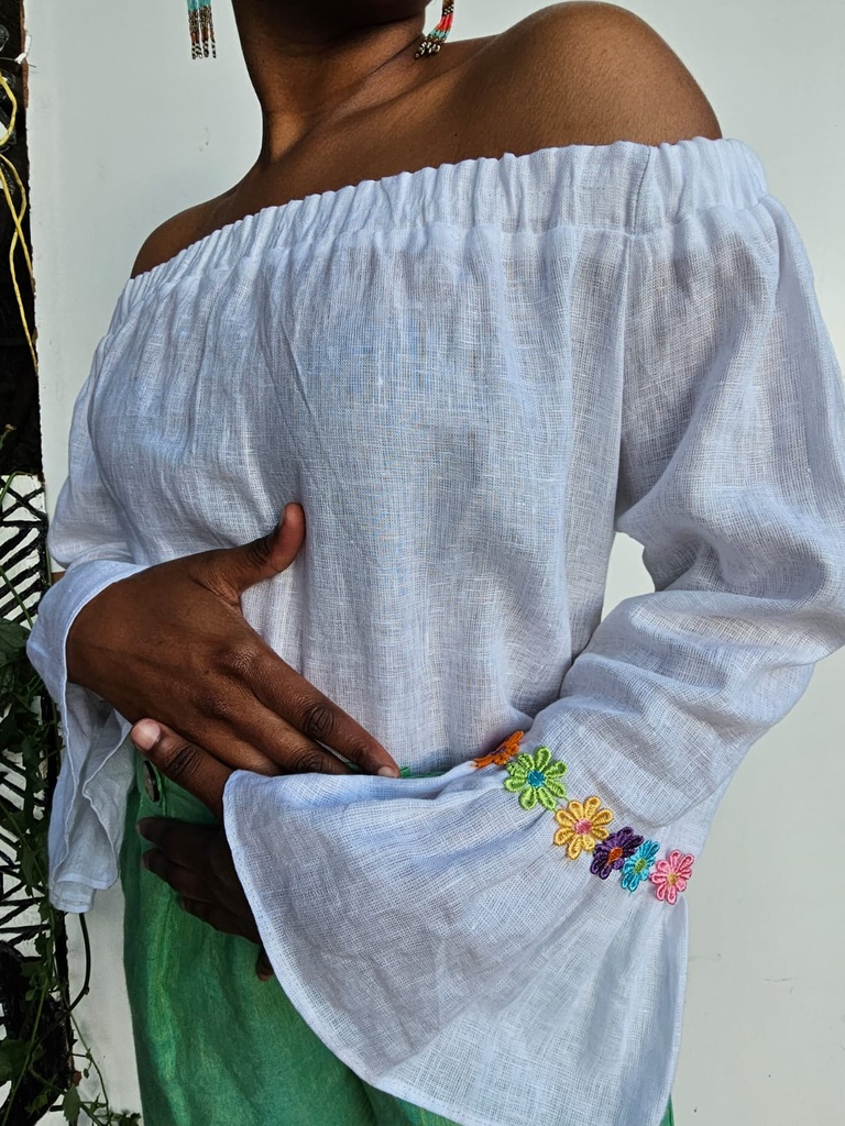 Off shoulder linen top