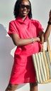 Linen turtleneck dress scarlet