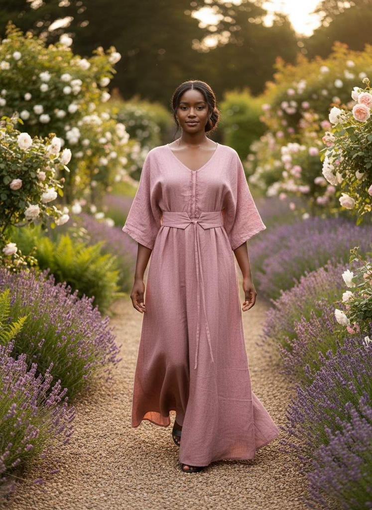 Sahara muse dress in crimson linen