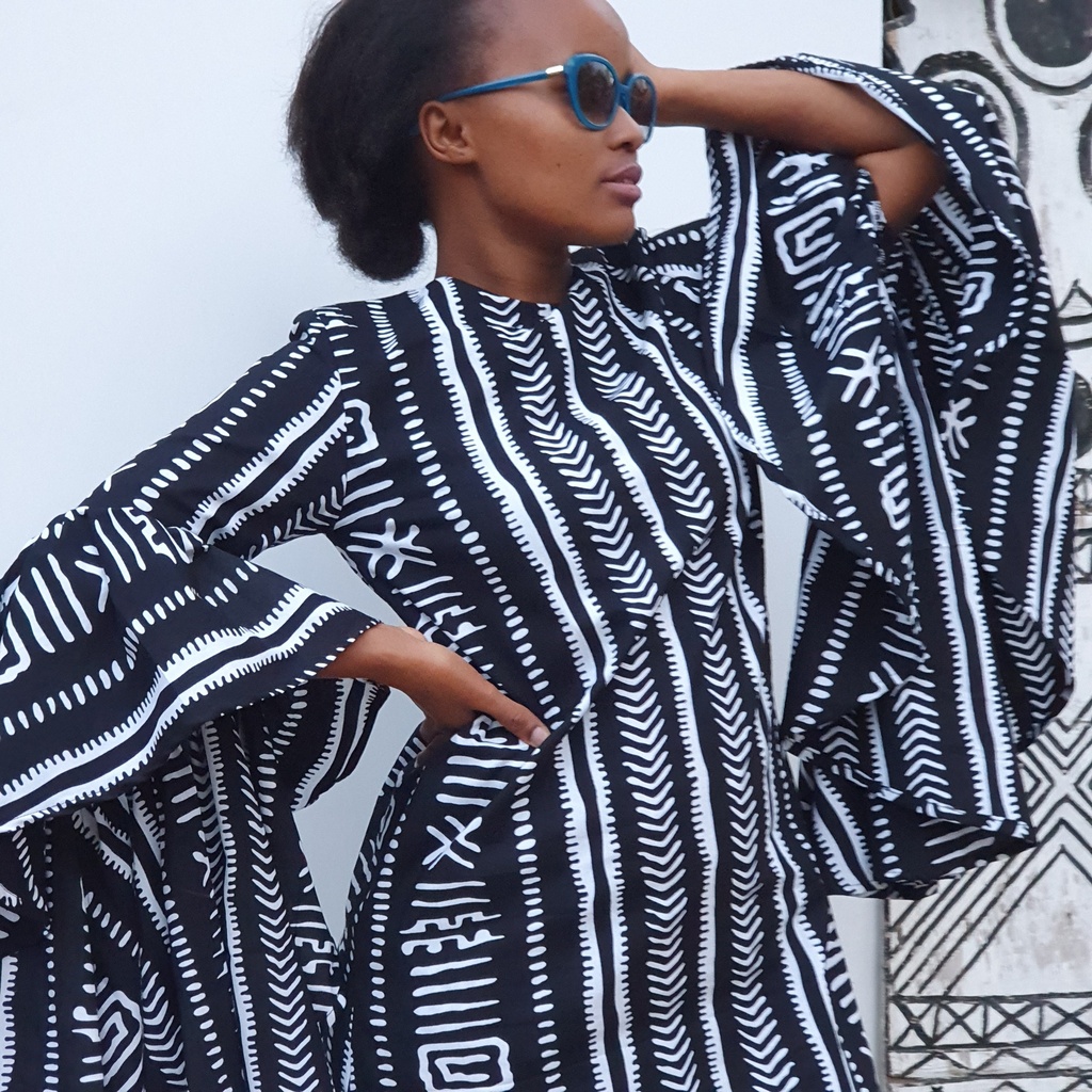 Lea dress in bw prints
