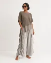 KINK STREET ruched linen trousers taupe