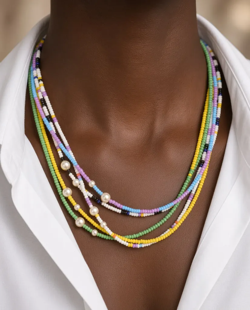 Bead and pearl necklace