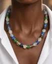 Raw glass and Swarovski necklace and bracelet set