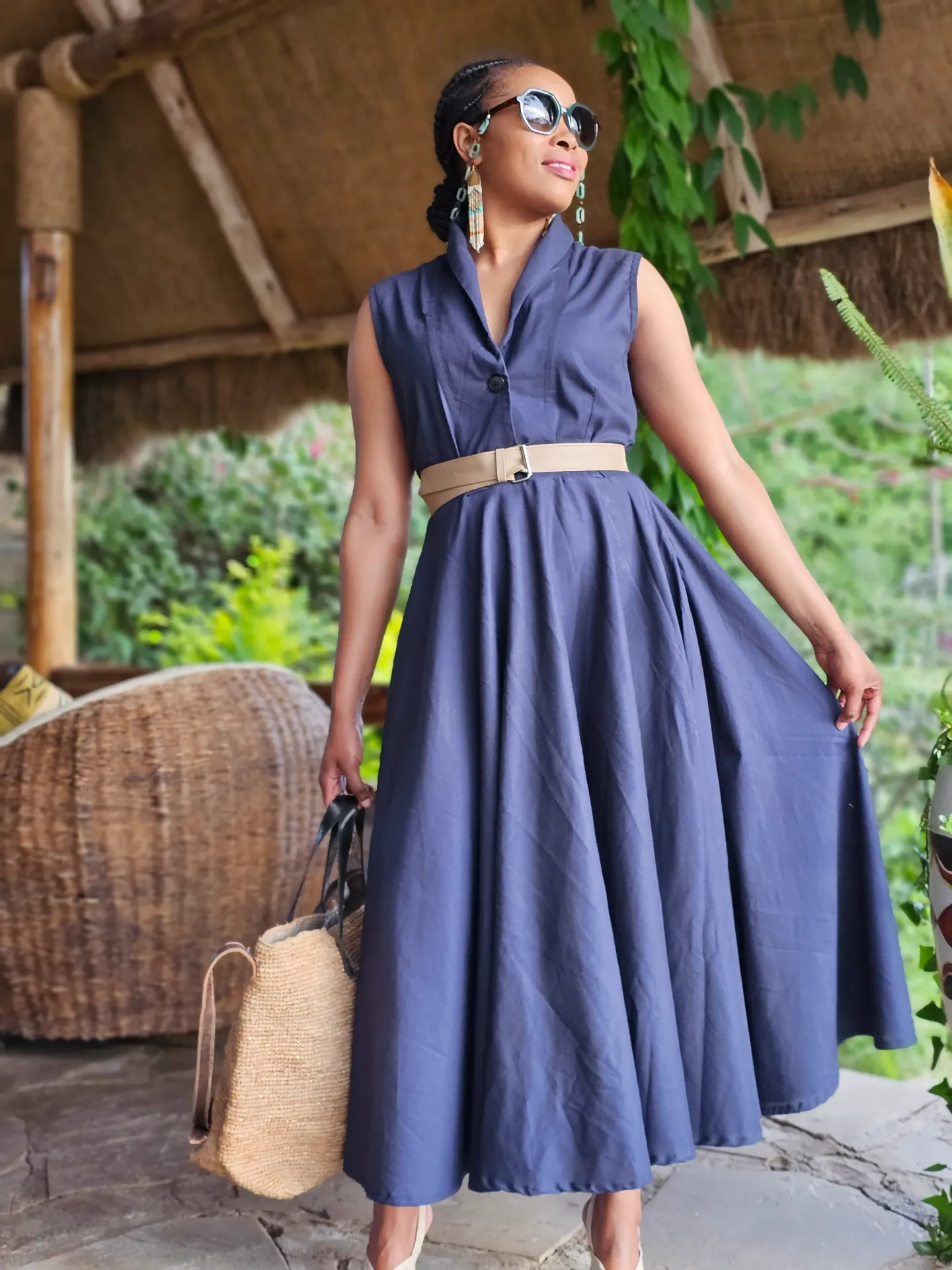 Navy blue linen - Kubwa